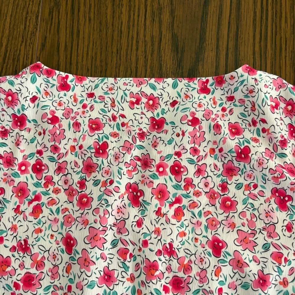 NWOT Embroidered Blouse Floral Size XL White Red Short Sleeve Boho Peasant Flowy - Picture 7 of 9